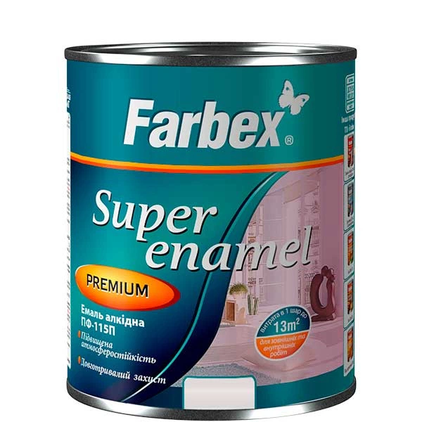 Емаль алкідна Farbex ПФ-115П 0,9 кг Білий глянцевий (100006267)