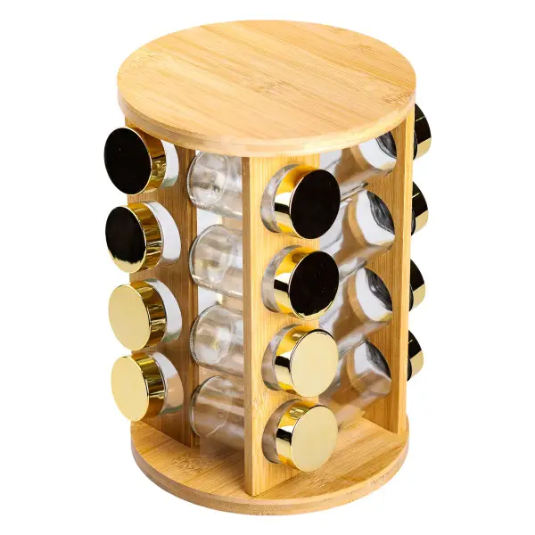 Набір ємностей для спецій YIWU на дерев'яній підставці 16 баночок по 110 мл Прозорий (147-107-HP-1367) - фото 3