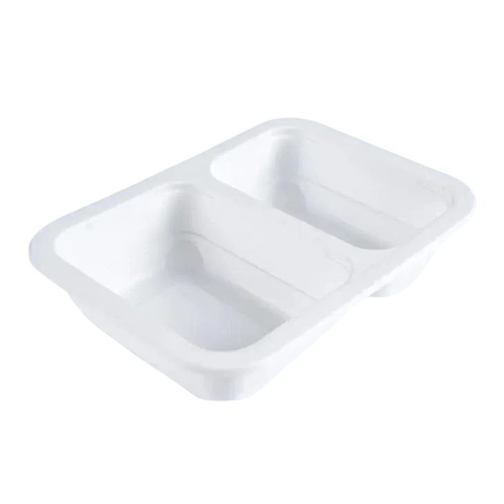 Ланч-бокс одноразовый двохсекционный Т-2 227x178x30 мм РР 50 шт. Белый (LB-0013)