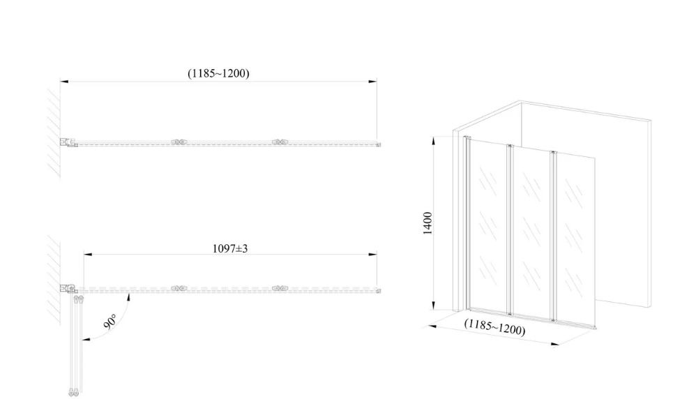 Стеклянная шторка для ванны AVKO Glass Frosted 542-3 120х140 см - фото 3