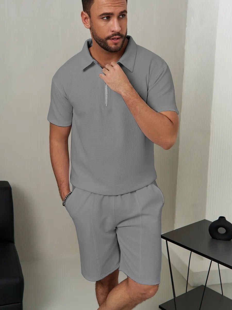 Комплект футболки и шорты из вафельного полотна L Серый (2657759561) - фото 2 Комплект футболки и шорты из вафельного полотна L Серый (2657759561) - фото 2