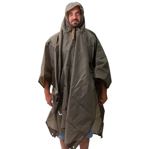 Дождевик-пончо защитный с капюшоном Хаки (LU-029GR) - фото 2