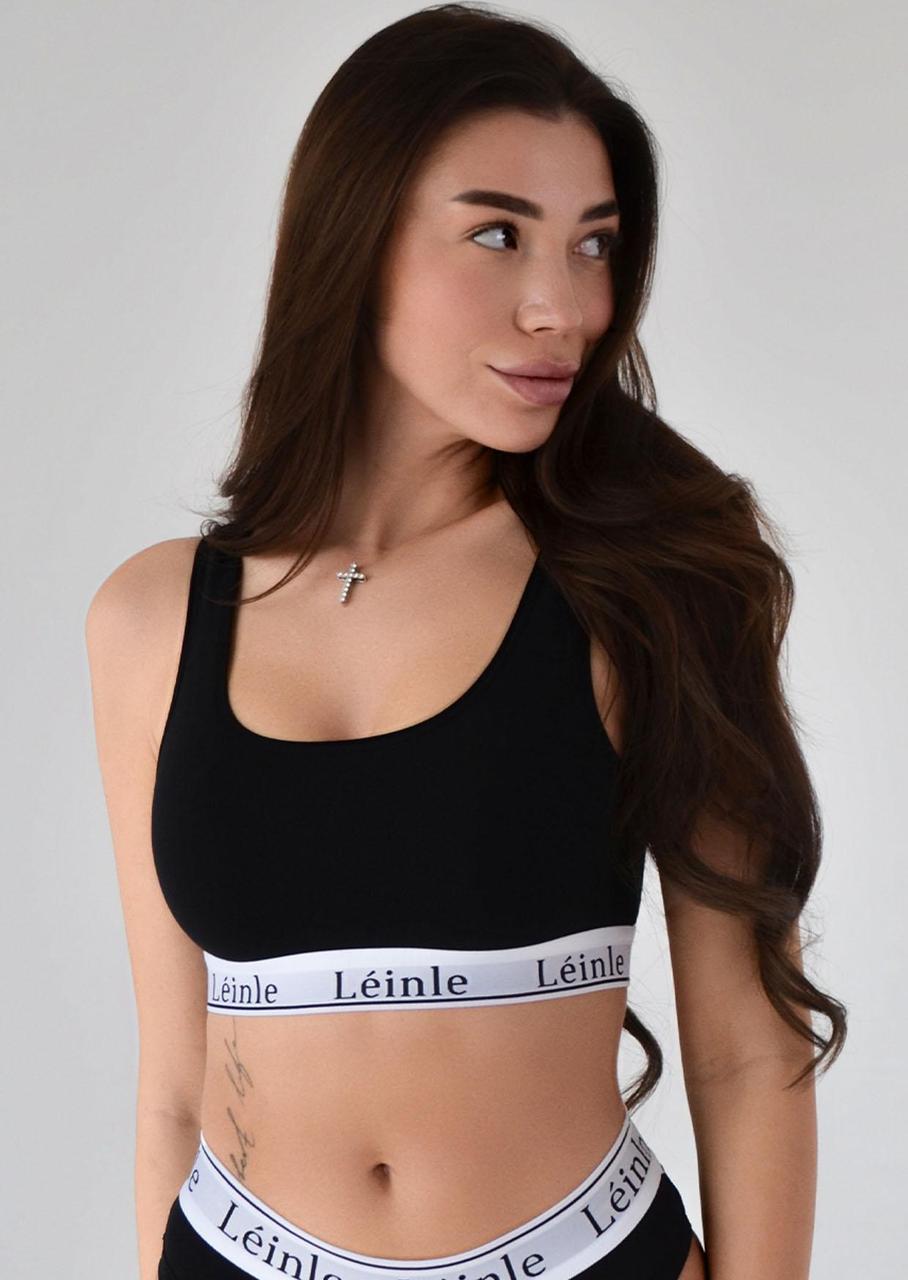 Топ женский Leinle на широкой бретели с нашивной резинкой M Черный (1128/16072)