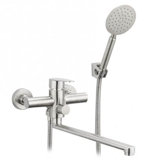 Змішувач для ванни Frap F2248 нержавіюча сталь довгий гусак d 35 мм