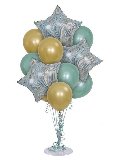 Набор надувных фольгированных шаров с мраморным принтом на звездах 6 шт. Разноцветный (3003631560)