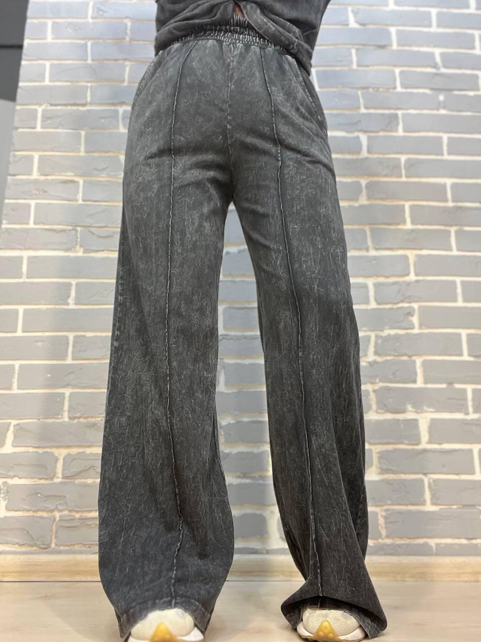 Костюм женский COAST MODA 4232 вареный тай-дай брюки палаццо с футболкой сердце M Графитовый (2470) - фото 10 Костюм женский COAST MODA 4232 вареный тай-дай брюки палаццо с футболкой сердце M Графитовый (2470) - фото 10