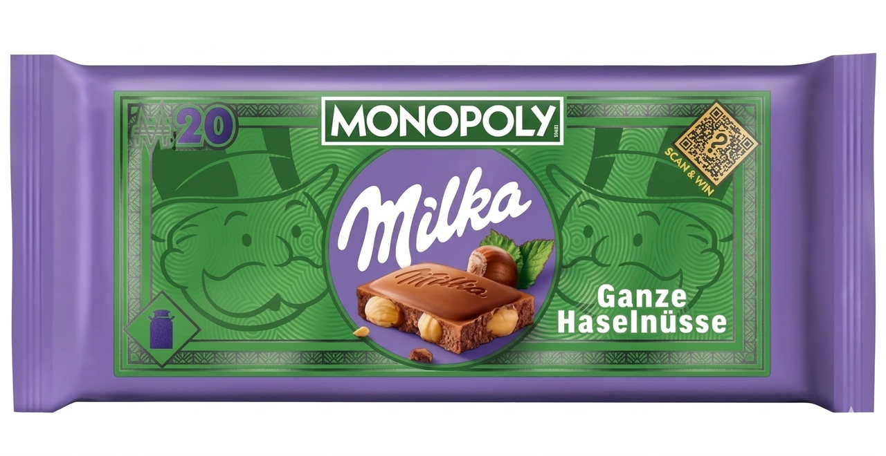 Шоколад Milka Monopoly Chocolate Whole Hazelnuts 90 г (3000840065)