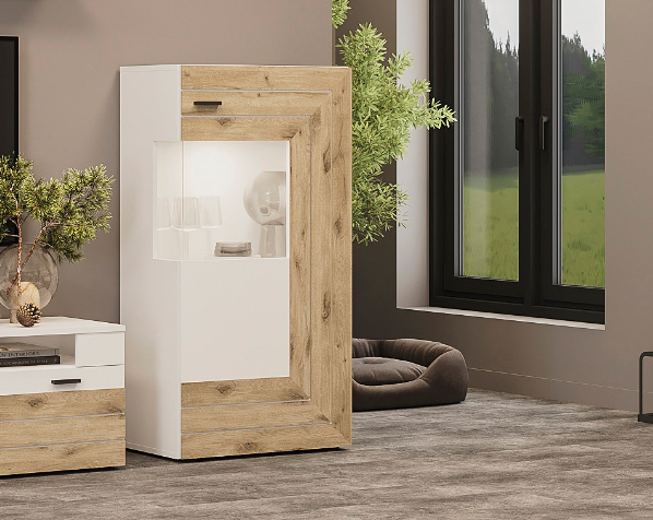 Пенал в гостиную SOKME Джейкоб 600х372х1172 мм Дуб викинг/Белый - фото 1 Пенал в гостиную SOKME Джейкоб 600х372х1172 мм Дуб викинг/Белый - фото 1