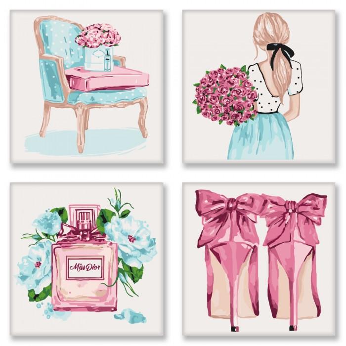 Картина по номерам Идейка Маленькие радости 4 шт. 18x18 см (KNP008)