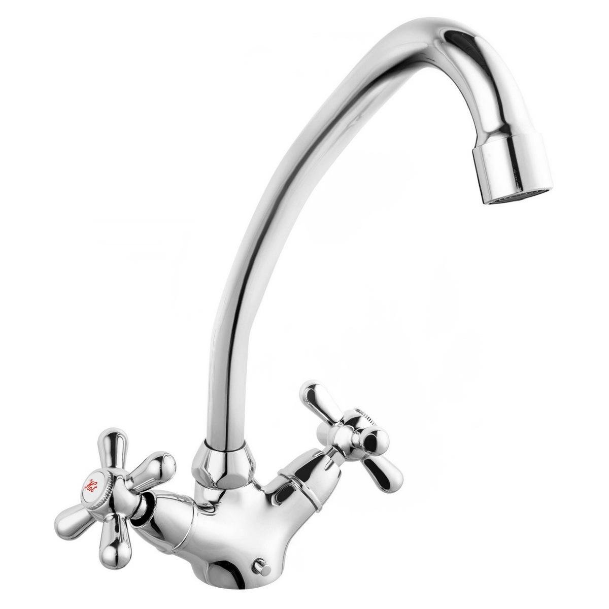 Змішувач для кухні Ferro Retro XR4 двовентильний Хром (175025)