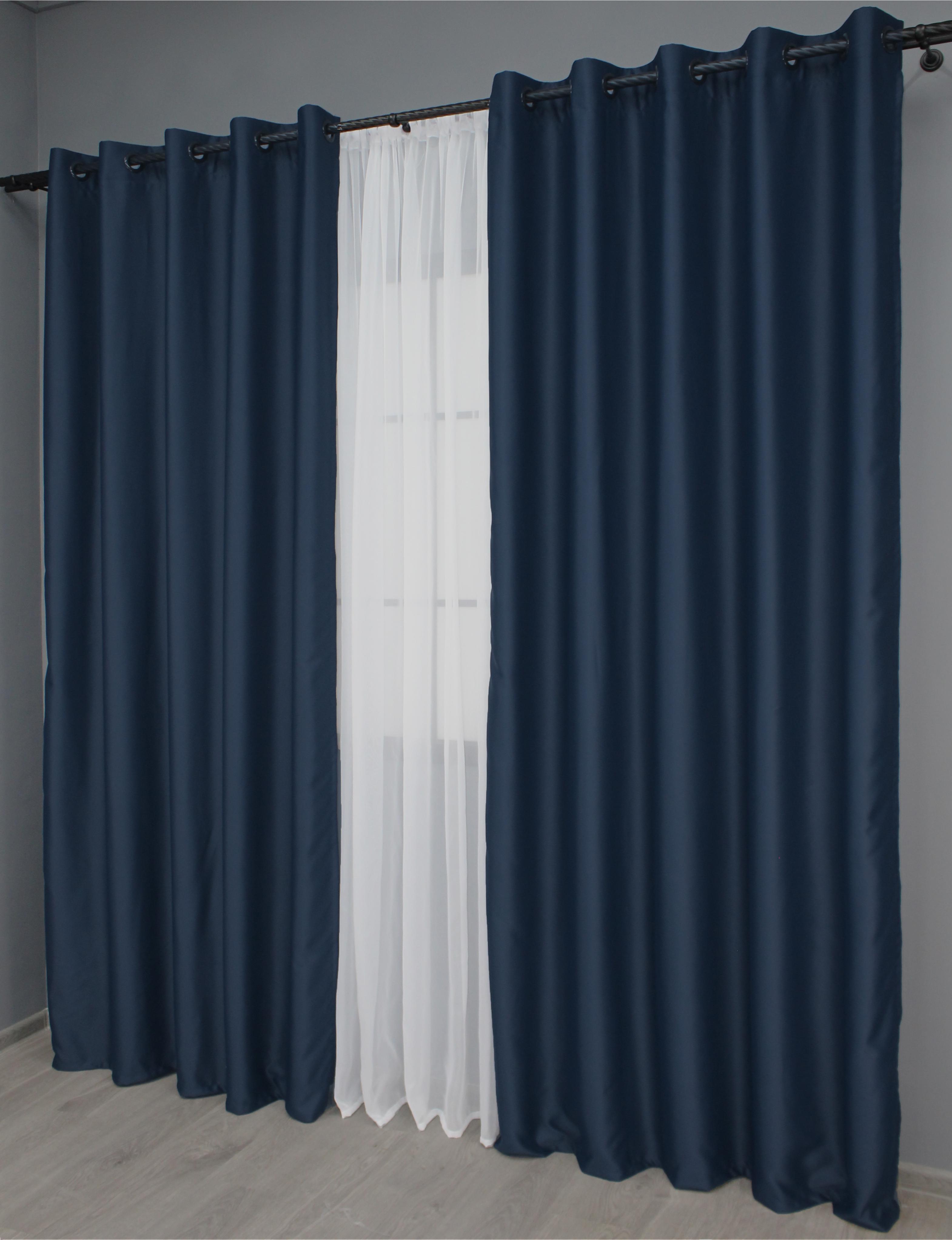 Комплект штор на люверсах VR-Textil Midnight № 1164ш 150х250 см 2 шт. Темно-синій (37-0011) - фото 5 Комплект штор на люверсах VR-Textil Midnight № 1164ш 150х250 см 2 шт. Темно-синій (37-0011) - фото 5