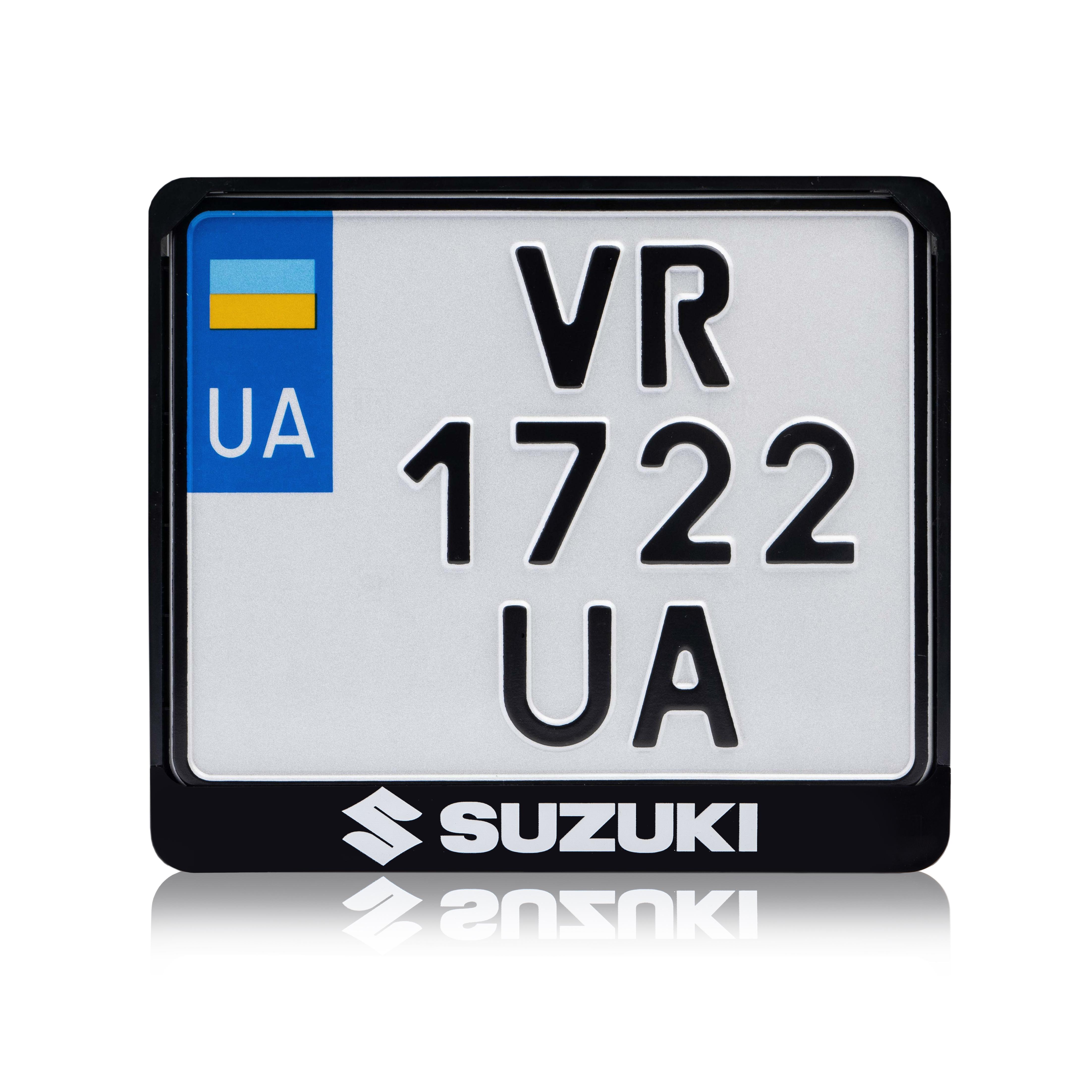 Рамка для мотоциклетного номера Suzuki 174х220 мм Чорний/Білий (VH-ABS1722SU4WL)