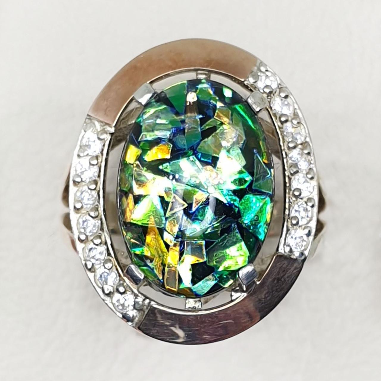 Кольцо серебряное с опалом и золотой пластиной р. 16,5 4,54 г (1428639528)