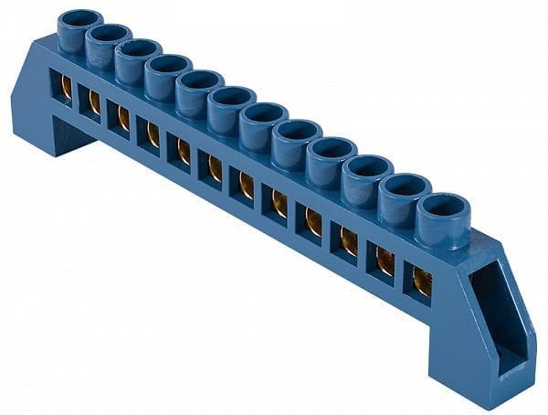 Шина нулевая АСКО-Укрем BC-6A 12 отверстий 6х9 мм медь в корпусном изоляторе универсальная (A0150120062)