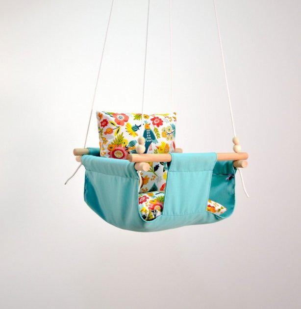 Дитяча гойдалка Infancy Яскраві птахи у квітах М'ятний (10060043) - фото 2 Дитяча гойдалка Infancy Яскраві птахи у квітах М'ятний (10060043) - фото 2