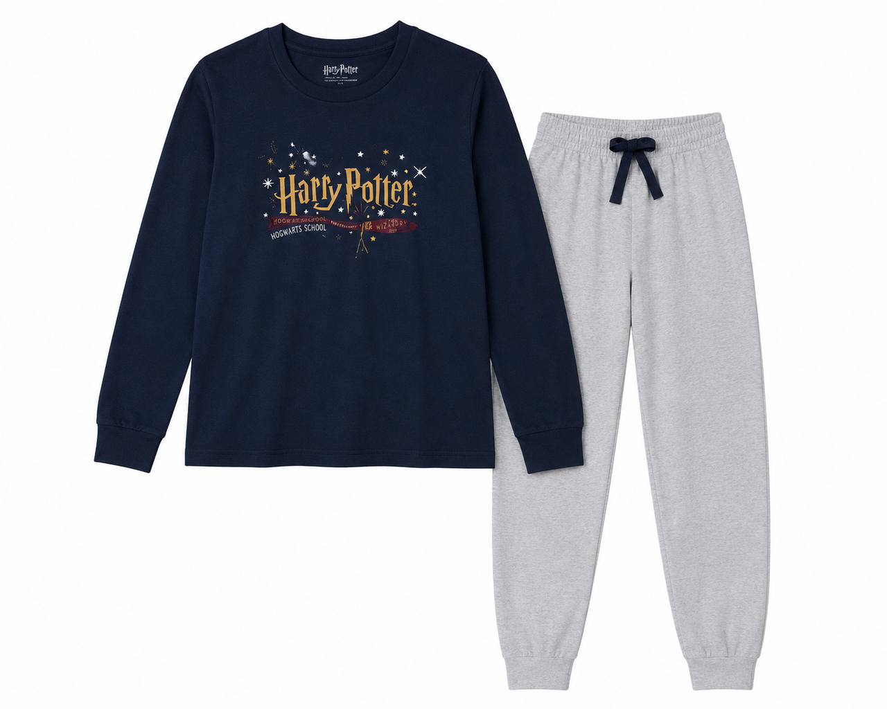 Піжама дитяча для хлопчика Harry Potter лонгслів і штани 158-164 см Синьо-сірий (3148204531)