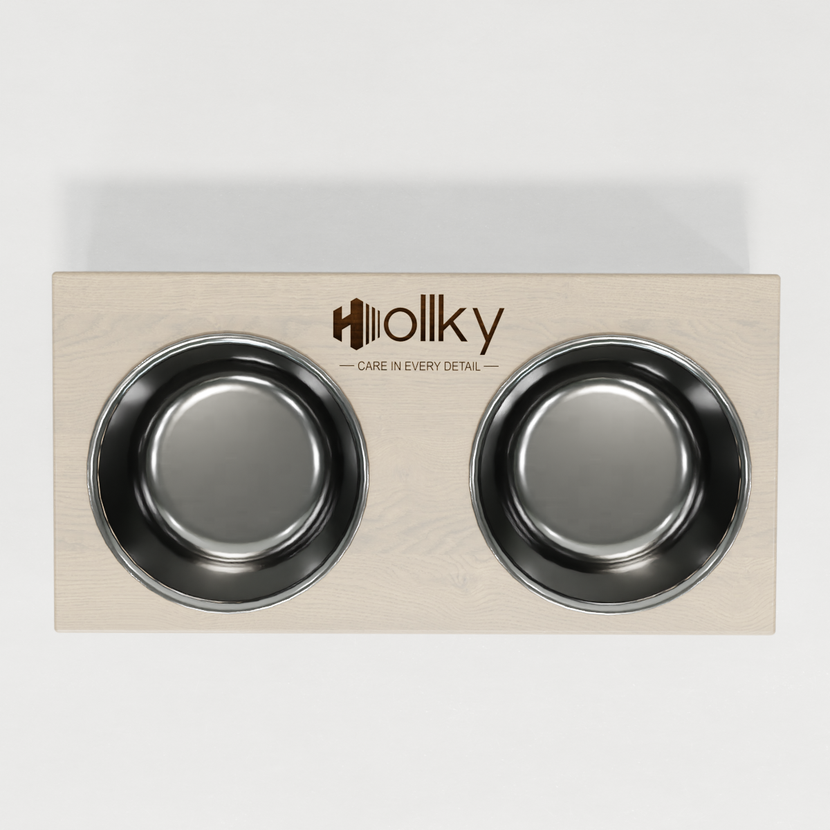 Миски на підставці з цільного металевого листа для собак і котів Hollky SteelWood S 2х0,45 л (SWS-36188-WHWH) - фото 9