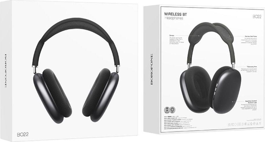 Навушники бездротові Borofone BO22 Bluetooth гарнітура Grey (38195) - фото 5