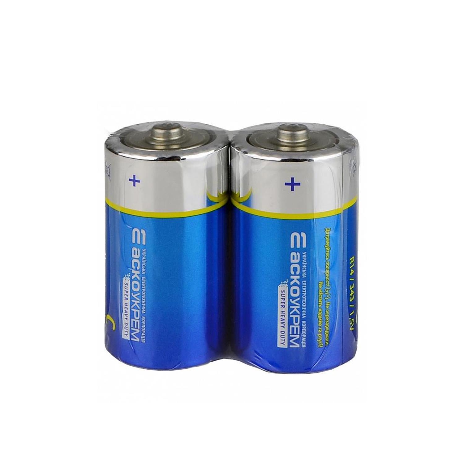 Батарейка АСКО-УКРЕМ С солевая 1,5V shrink 2 шт. (Аско.R14.SP2)