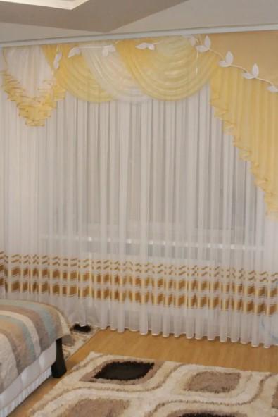 Ламбрекен на карниз Сильва шифон 2,5 м Абрикосовый (25656439)