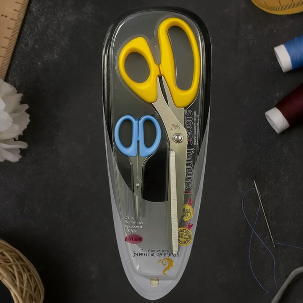 Ножницы портновские 2в1 из нержавеющей стали с пластиковой ручкой для шитья Желтый