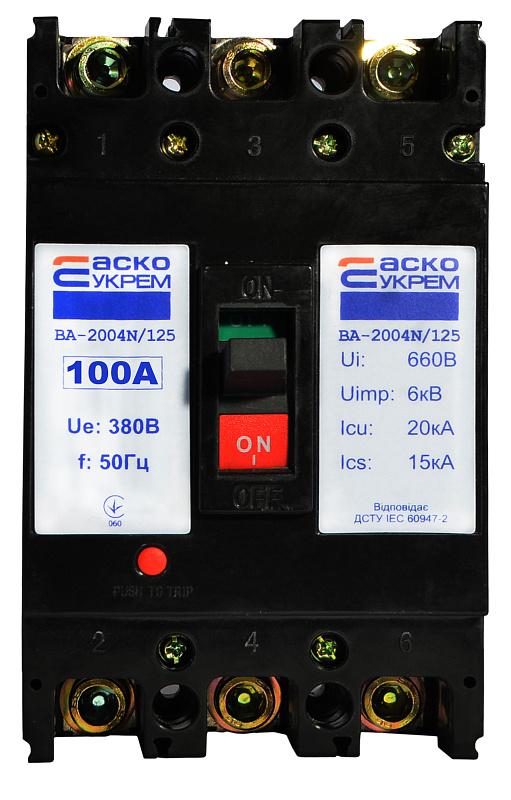 Автоматичний вимикач АСКО-УКРЕМ ВА-2004N/125 3р 100А