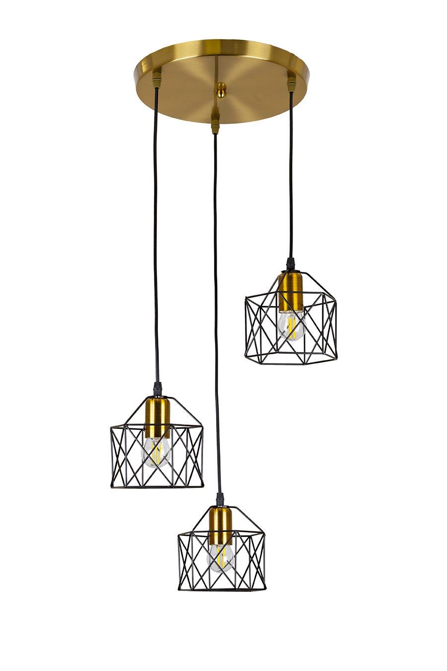 Подвесной светильник Levistella 756-PR101F-3 BRZ+BK с 3-мя плафонами 15х14 см в стиле лофт Бронзовый с (14-16-LVS3976)