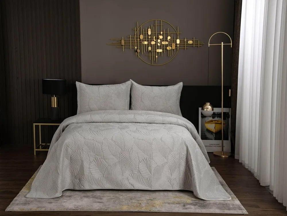 Набор покрывало и наволочки велюр 210х230 см/50×70 см Серый (Д-vik-velur-pokruvalo-004) - фото 2