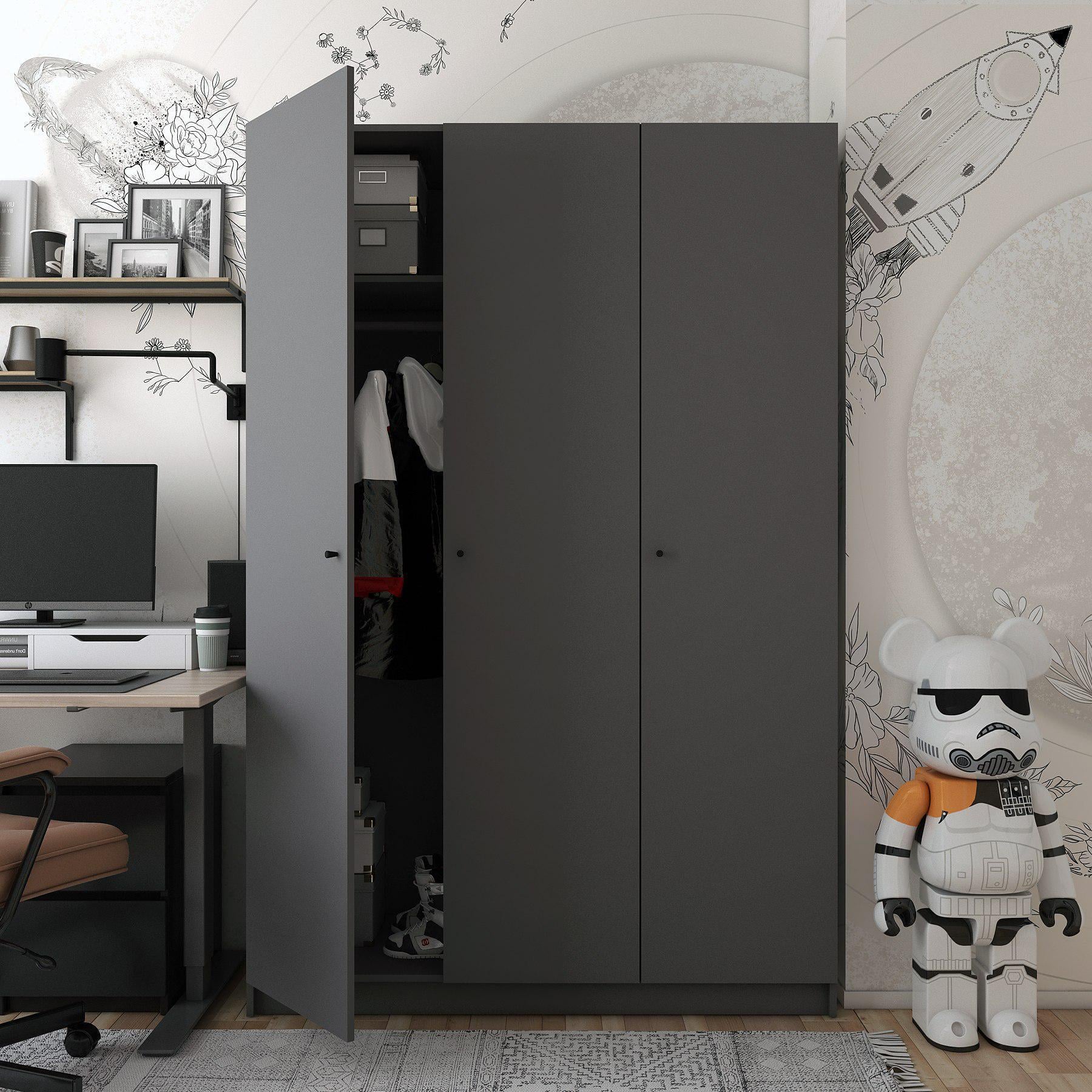 Шкаф для одежды Doros Промо 3 ДСП 135х48х204 см Антрацит (44900524) (44900524)