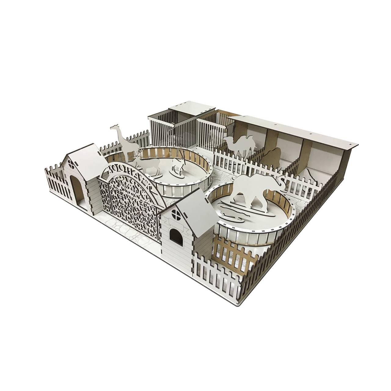 Конструктор Woodcraft Зоопарк из дерева 55х55х14 см (а201)