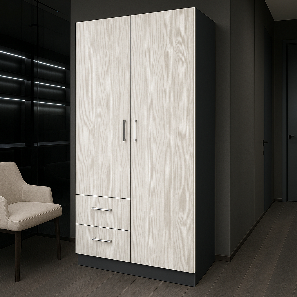 Шкаф распашной ШР3 SENAM 2600х1000х600 мм корпус ДСП Серый Графит фасад ДСП Ясень Серфсайд Чистый (ШР3.26.60.10)