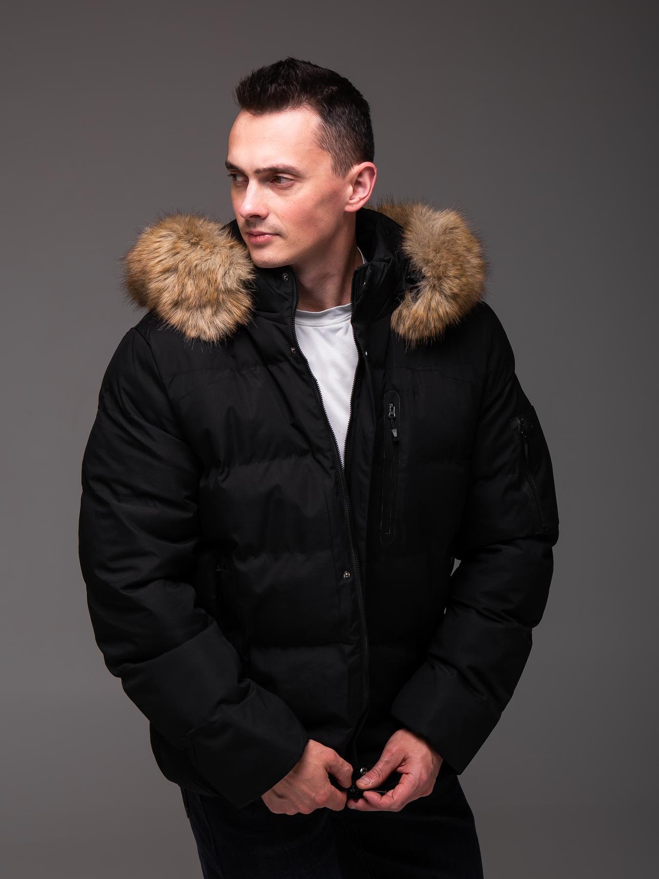 Куртка чоловіча зимова з хутром на капюшоні до -25°С XXL Чорний (2445/3) - фото 11 Куртка чоловіча зимова з хутром на капюшоні до -25°С XXL Чорний (2445/3) - фото 11