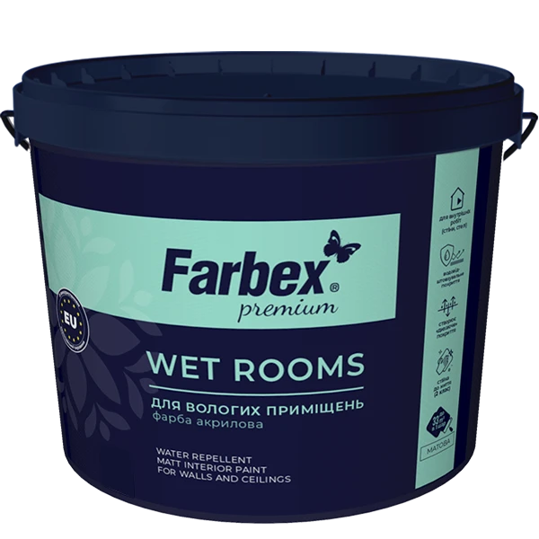 Краска для влажных помещений Farbex ВДА Wet Rooms база А 14 кг Белый (2792905952)