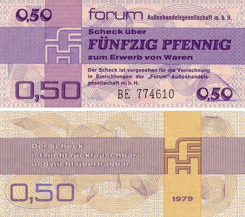 Коллекционная банкнота Германия 0,5 марки 1979 UNC ГДР (PFX1)