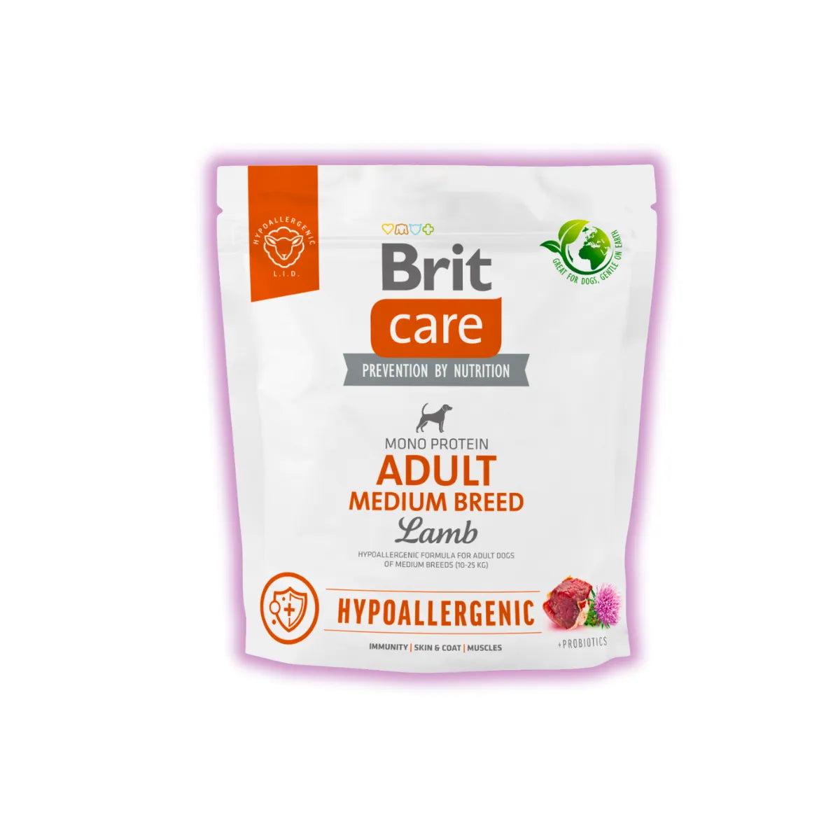 Корм сухой гипоаллергенный Brit Care с ягненком для взрослых собак средних пород 1 кг (32157340)