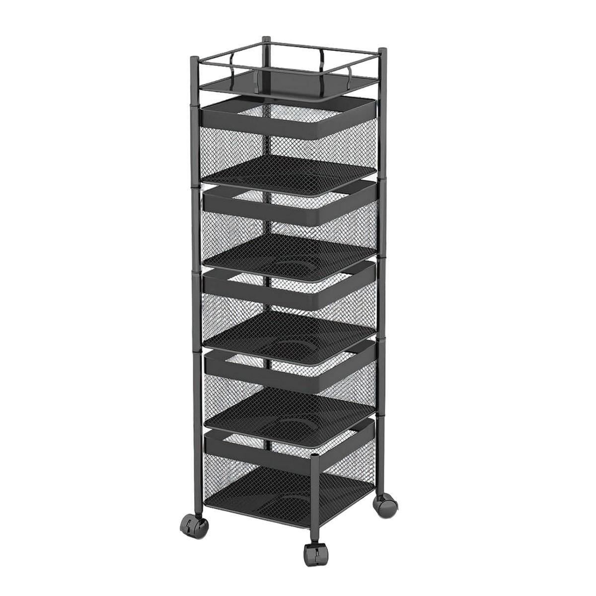 Этажерка на колесах Modern Home Cube 5 ярусов 30х85 см Черный (R100113-BL)