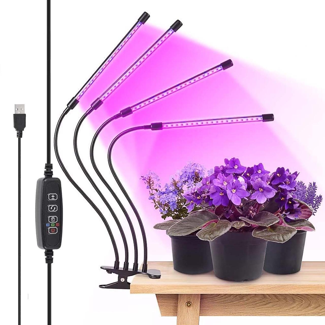 Ультрафиолетовая лампа для растений 4 лампы 40W USB таймер/прищепка/пульт - фото 3 Ультрафиолетовая лампа для растений 4 лампы 40W USB таймер/прищепка/пульт - фото 3