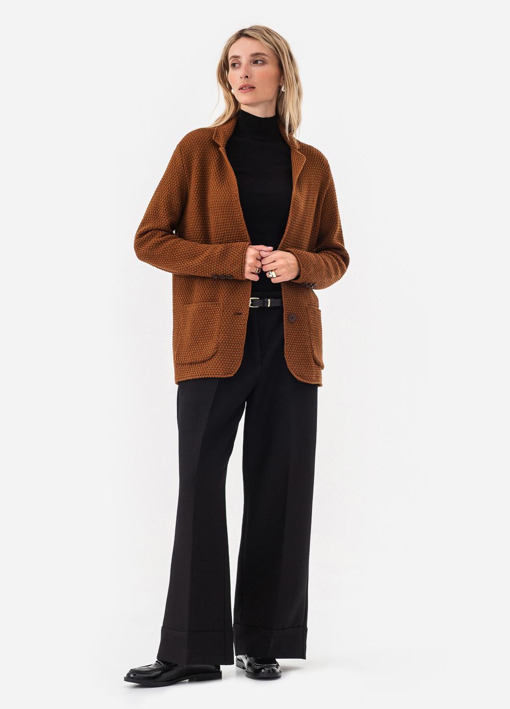 Піджак жіночий рисової в'язки SVTR р. 52-54 Коричневий (598) - фото 2 Піджак жіночий рисової в'язки SVTR р. 52-54 Коричневий (598) - фото 2