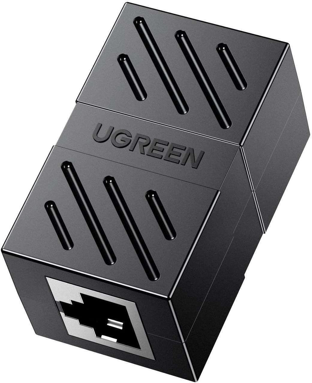 Соединитель витой пары Ugreen RJ45 Cat7 Cat6 Cat5e разъем-удлинитель Ethernet Black (NW114)