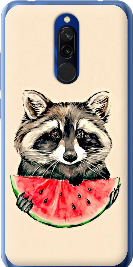 Чехол на Xiaomi Redmi 8 Енотик с арбузом (4605t-1806-42517)