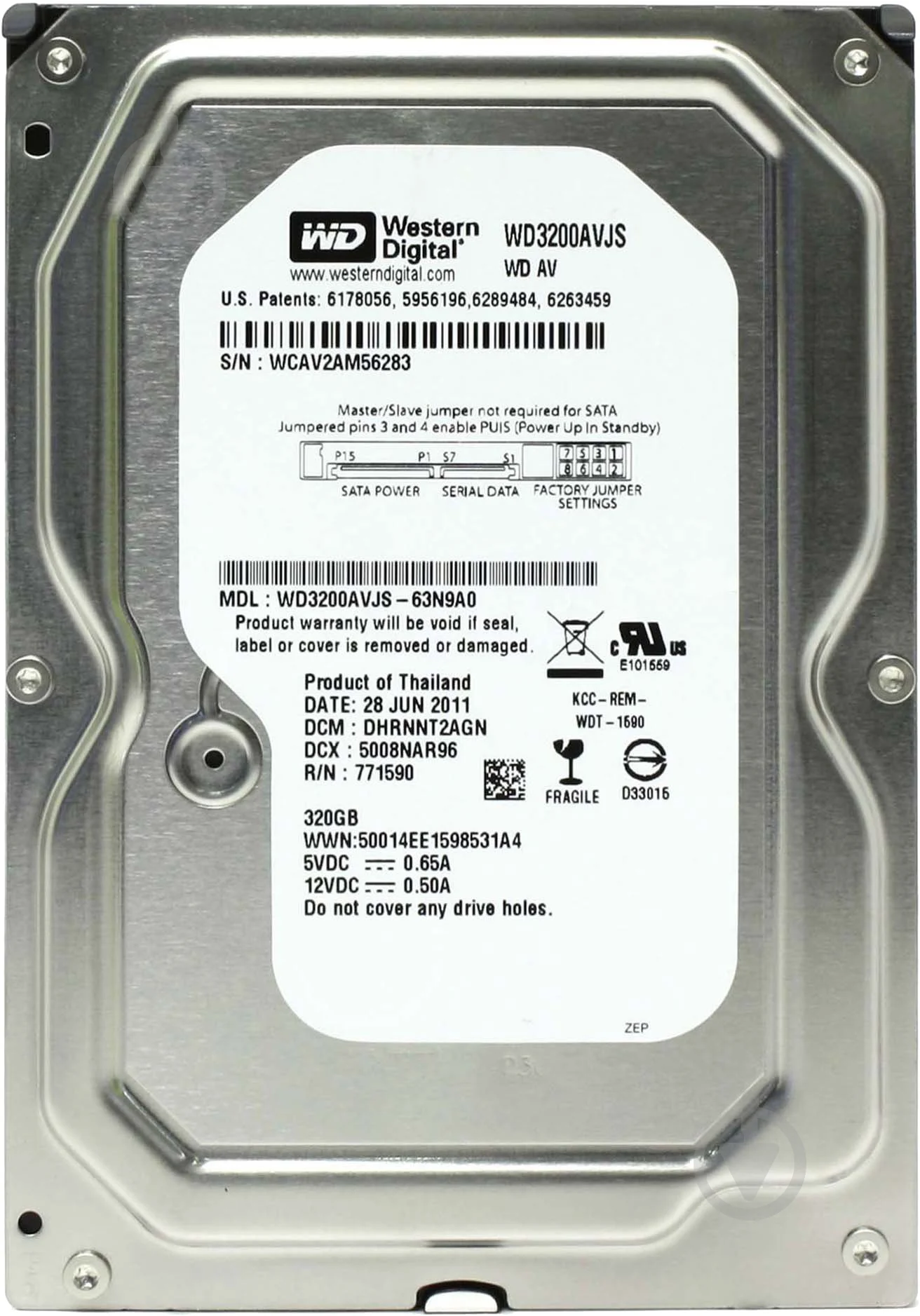 Накопичувач HDD WD SATA 320 Gb AV 7200rpm 8 Mb (WD3200AVJS)