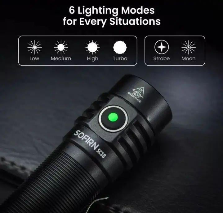 Фонарь Sofirn SC18 с аккумулятором 3000 мАч (2146492162) - фото 6 Фонарь Sofirn SC18 с аккумулятором 3000 мАч (2146492162) - фото 6
