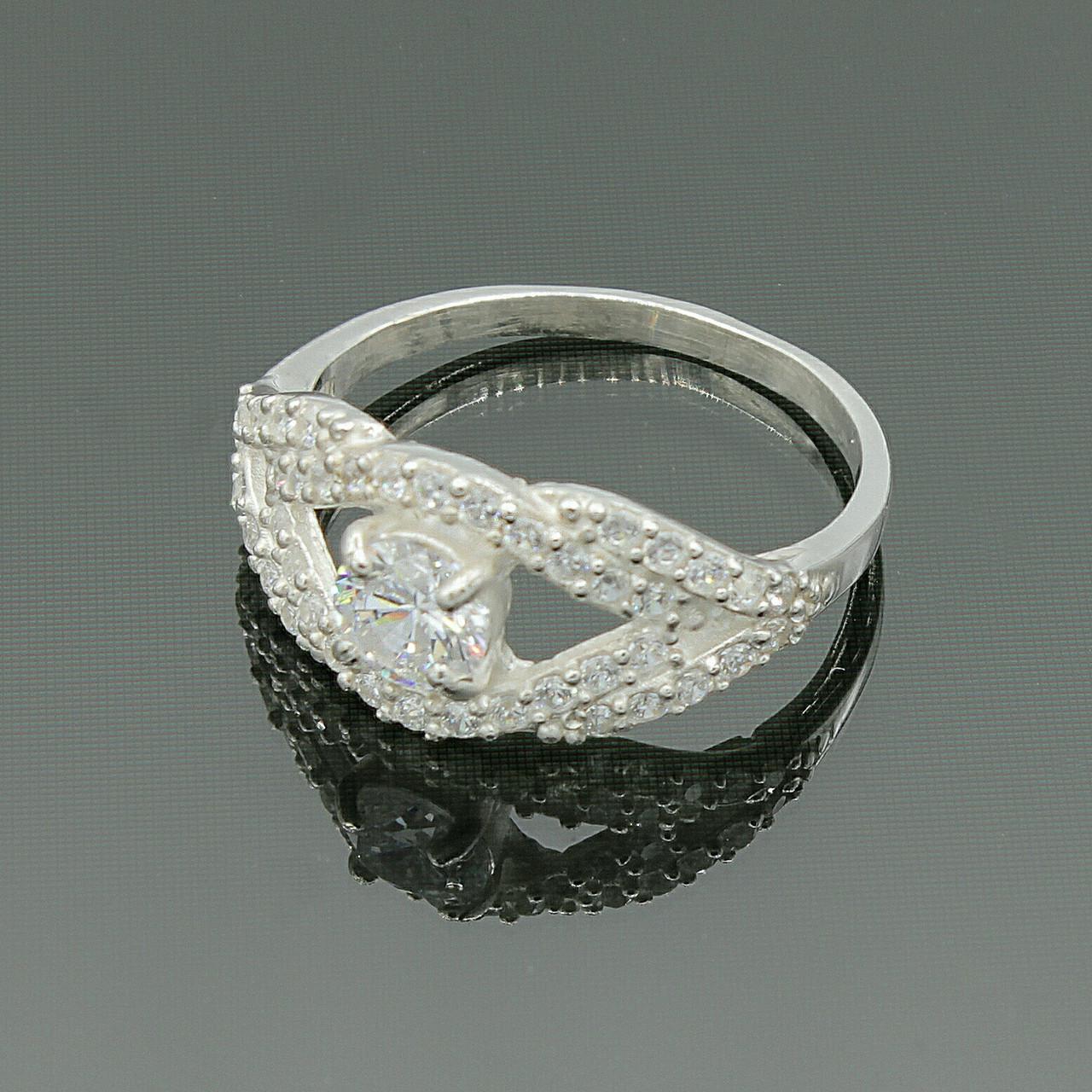 Кольцо серебряное Diva Капля утренней росы с фианитами р. 18 (009к180)