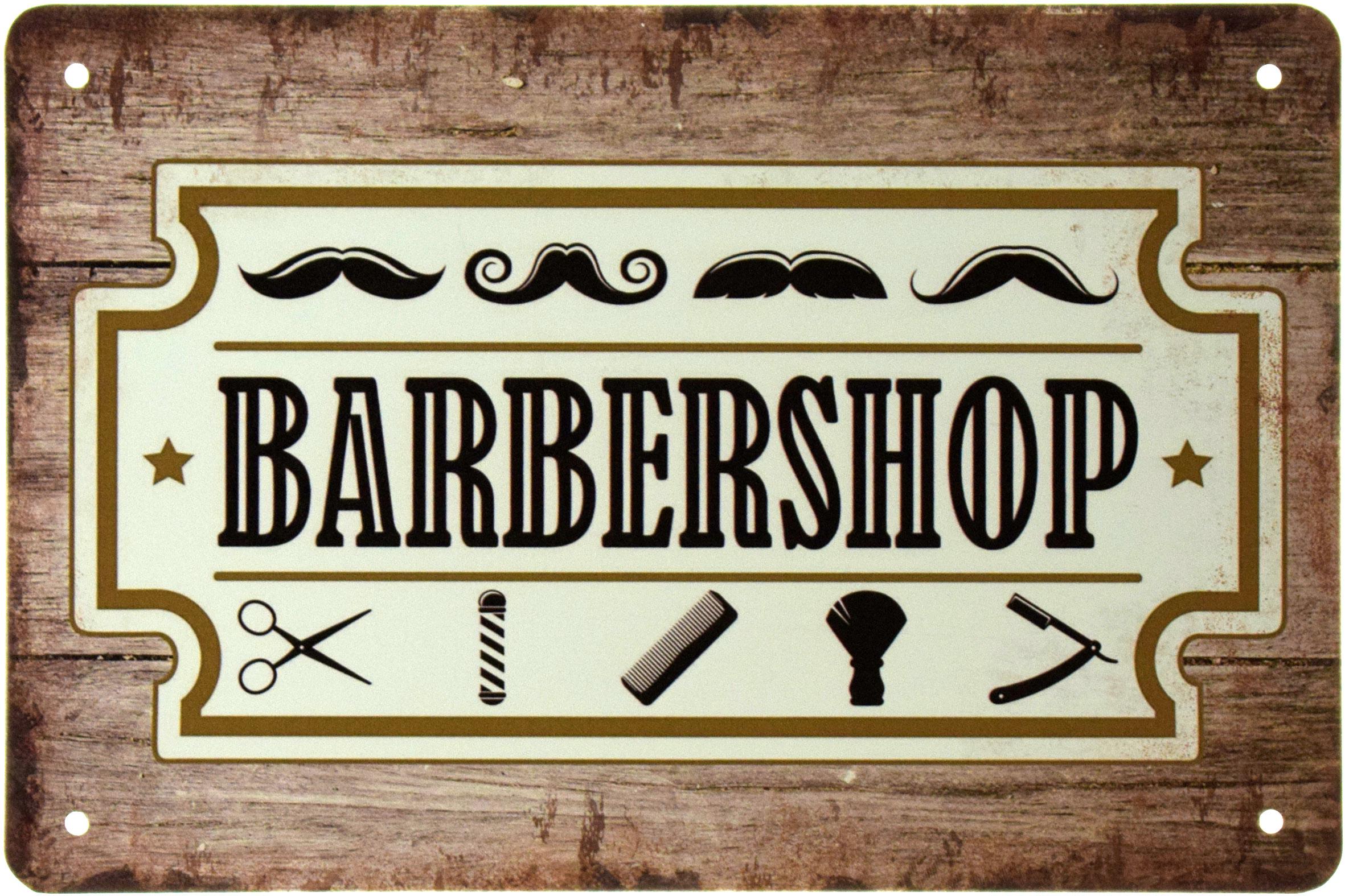 Табличка металлическая Барбершоп Лезвие/Barber Shop 20x30 см