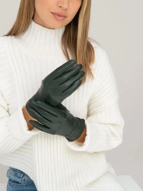 Перчатки женские из натуральной кожи зимние L/8 20-21 см с подкладкой из шерсти утепленные (G-01)