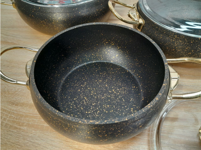 Набір каструль OMS з антипригарним покриттям 6 предметів Gold (3031-gold) - фото 2 Набір каструль OMS з антипригарним покриттям 6 предметів Gold (3031-gold) - фото 2