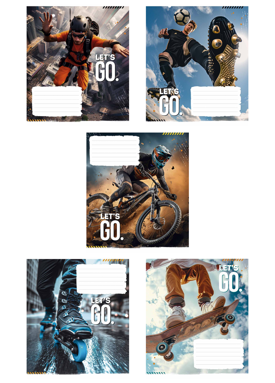 Тетради ученические Школярик Let's go лак 3482 ВД- Star в клетку 5 шт. по 24 л. (4820006472108)