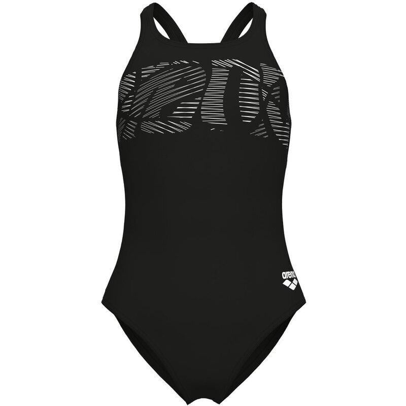 Купальник закритий для дівчат Arena GRAPHIC SWIMSUIT V BACK 116 см Чорний/Білий (006680-501 116)