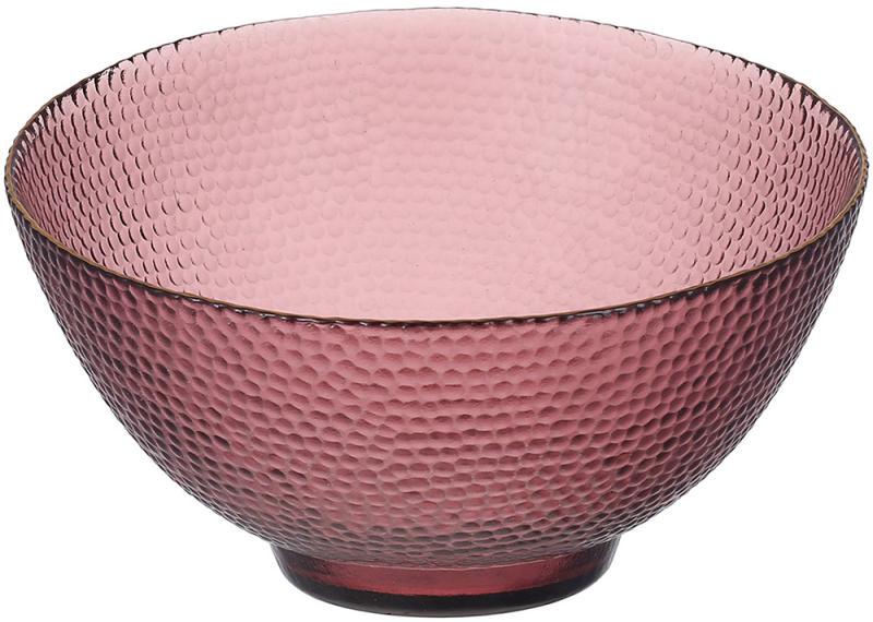 Салатник стеклянный Bauble 22х13 см Пурпурный с золотой каймой