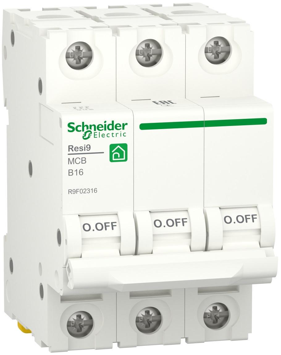 Автоматичний вимикач Schneider Electric RESI9 3P 16A 6кА В (R9F02316)